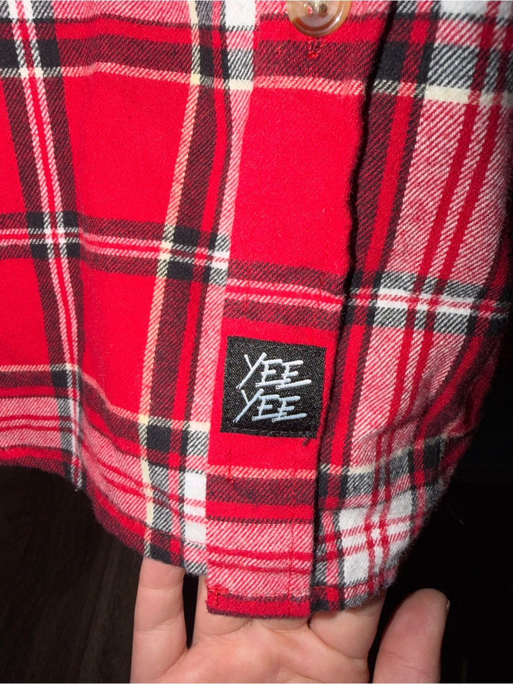 Yee Yee Apparel Field Flannel Shirt Red Plaid Button Front Unisex Medium